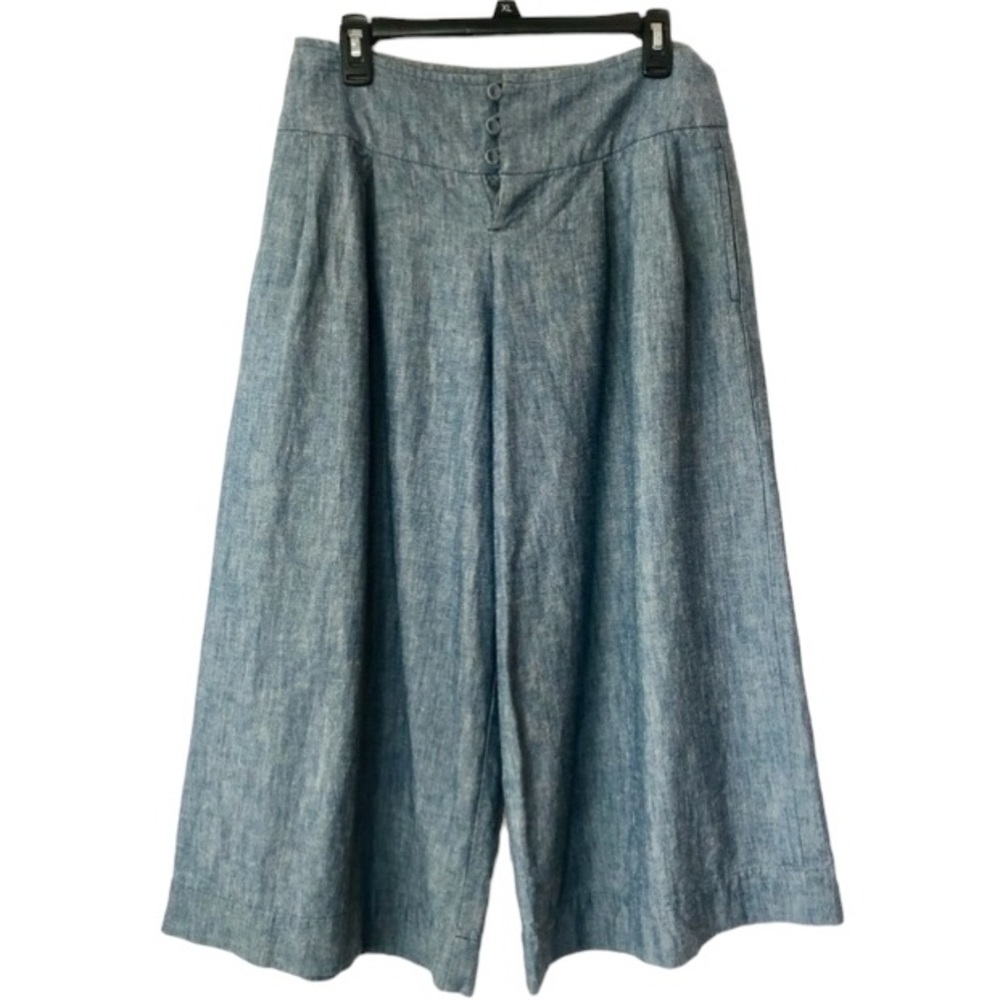 Bulle De Savon cotton button pleated wide leg cropped pants